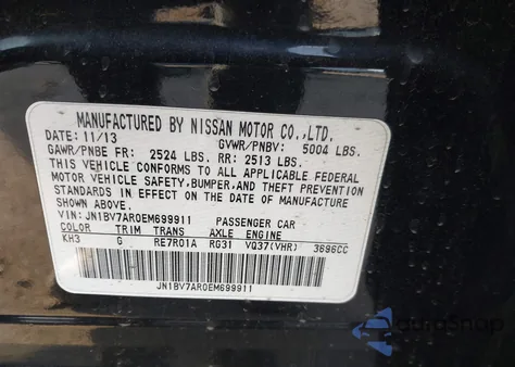 2014 Infiniti Q50 Sport z USA, uszkodzony, nr VIN JN1BV7AR0EM699911